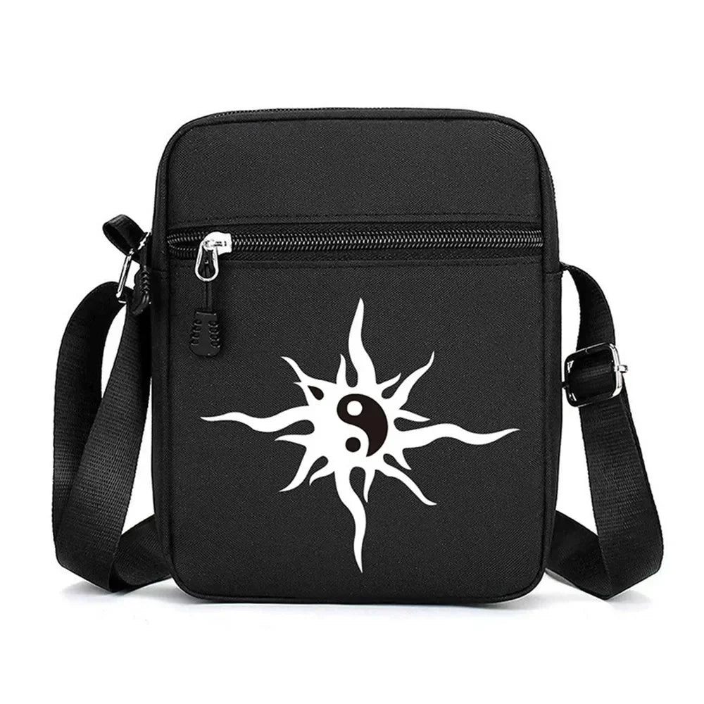 Simple Oxford Cloth Shoulder Bag Cartoon Adjustable Mobile Phone Bag Multiple Compartments Crossbody Bag for Men