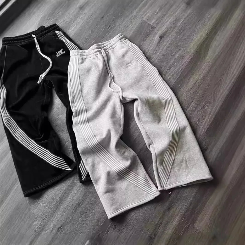 Mens Y2K Striped Sweatpants Harajuku Retro American High Street Loose Casual Hip Hop Versatile Trendy Joggers Streetwear Pants
