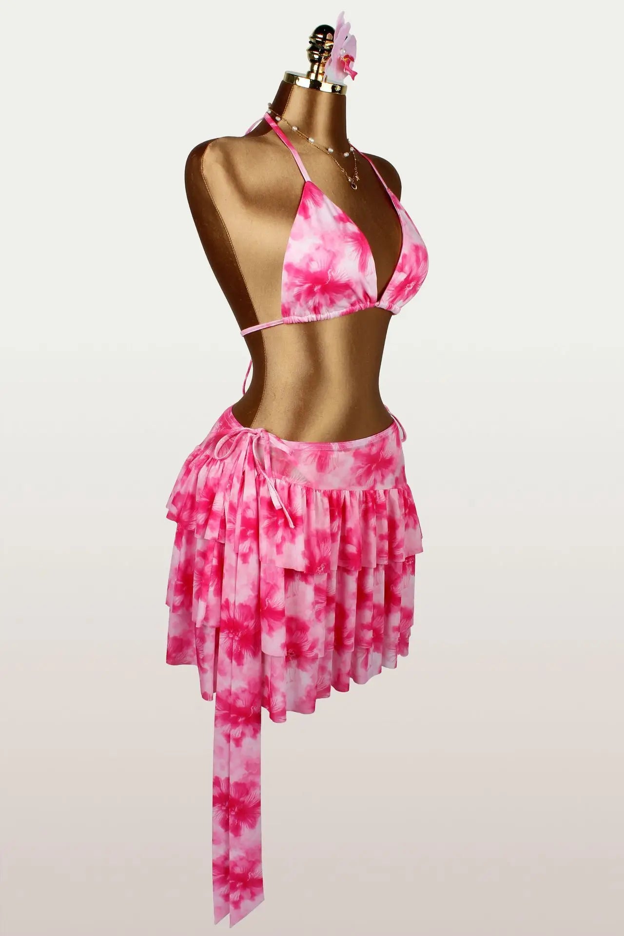 New Color-blocking Slim-fit Sexy Casual Hot Vacation Swimsuit With Straps, Three-piece Bikini Set