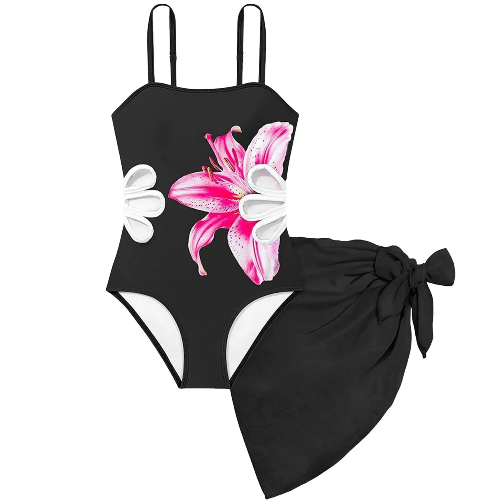 Girls One-Piece Swimsuit With Solid Cover Up Skirt Summer Cut Out Bathing Suit Girls Swimwear Swimsuits For Girl 8 10 12 14 16 Y