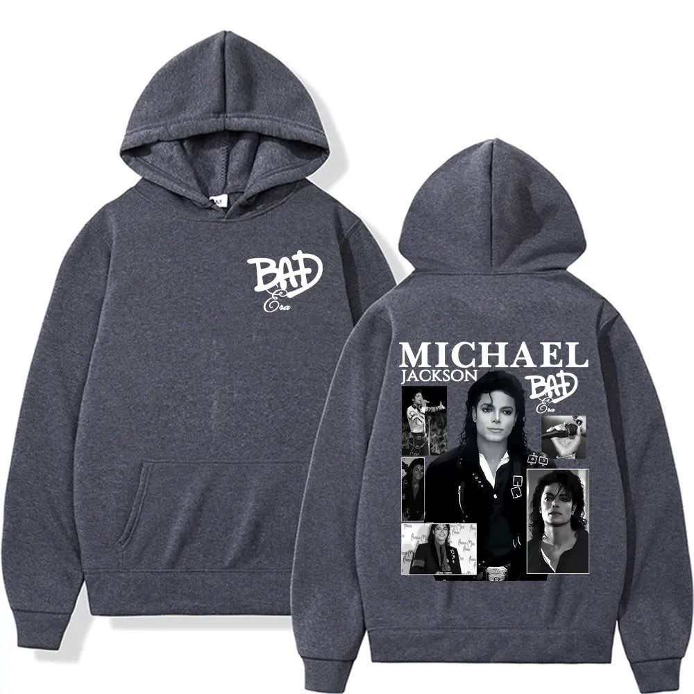 King of Pop Michael Jackson Bad Era Album Hooded Men Women Harajuku Hip Hop Streetwear Sweatshirt Fleece Casual Oversized Hoodie