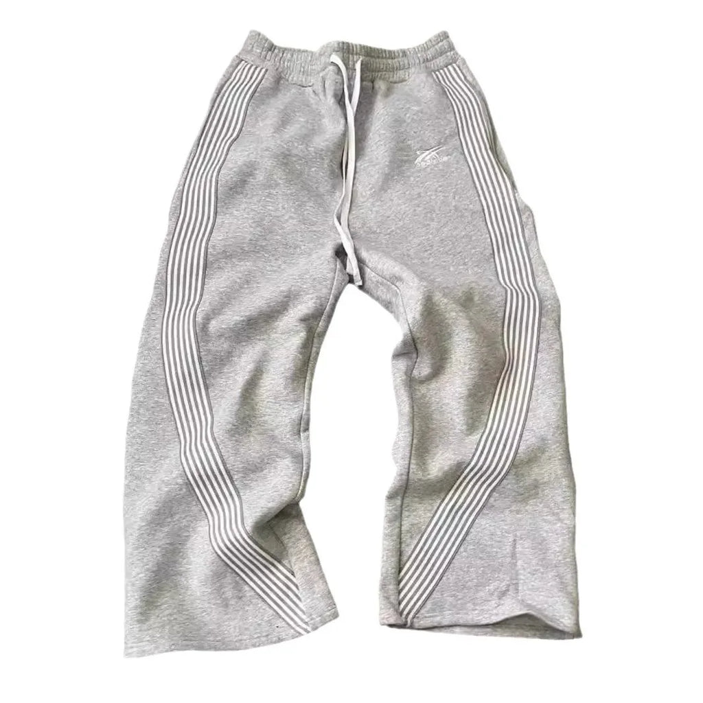Mens Y2K Striped Sweatpants Harajuku Retro American High Street Loose Casual Hip Hop Versatile Trendy Joggers Streetwear Pants
