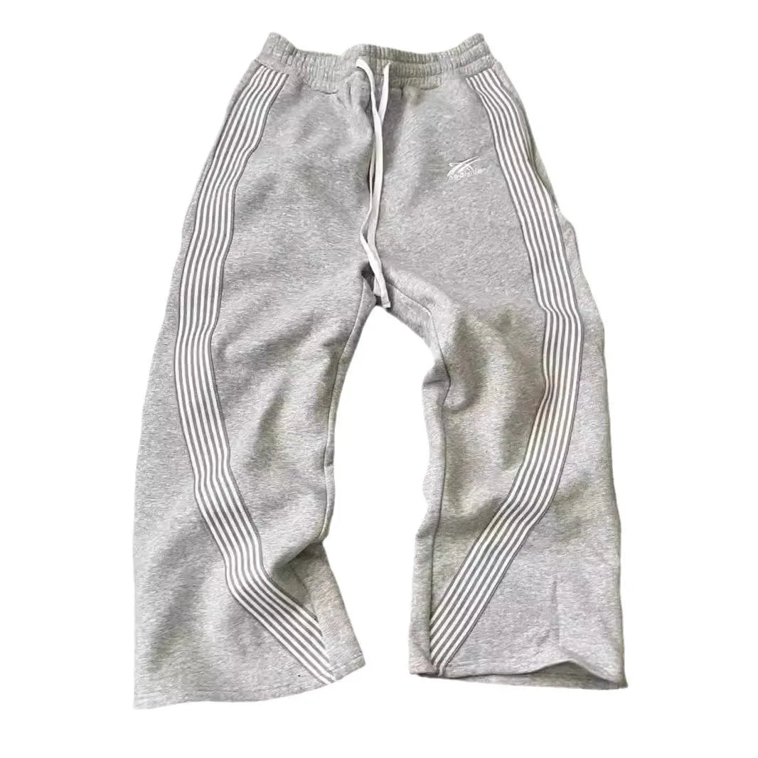 Mens Y2K Striped Sweatpants Harajuku Retro American High Street Loose Casual Hip Hop Versatile Trendy Joggers Streetwear Pants