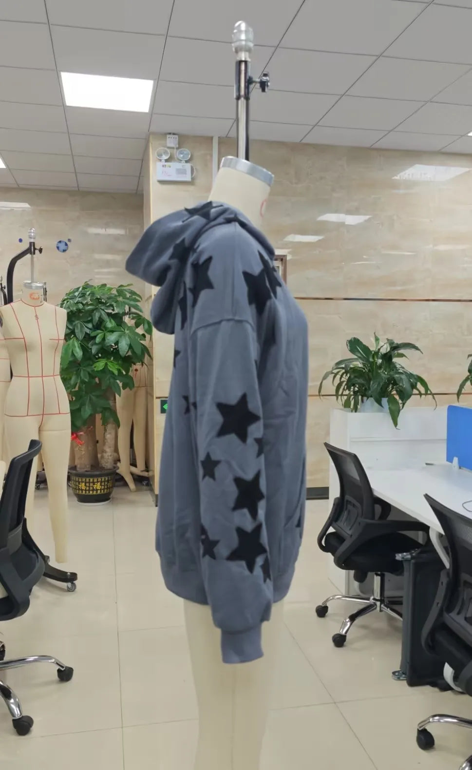 hirigin American Casual Oversized Star Patch Hoodie Women Vintage Loose Drop Shoulder Kangaroo Pocket Everyday Street Sweatshirt