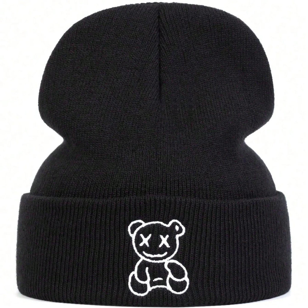 Unisex Little Bear Embroidery Beanies Autumn Winter Warm Knitted Hats Hip Hop Cap Beanie Hat Caps For Women Men