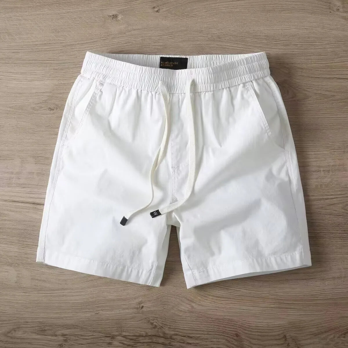 Summer Men's Casual Sports Shorts Loose Elastic Waist Four-Fifths Length Washed Outdoor Wear Youth Fashion Basic  Color