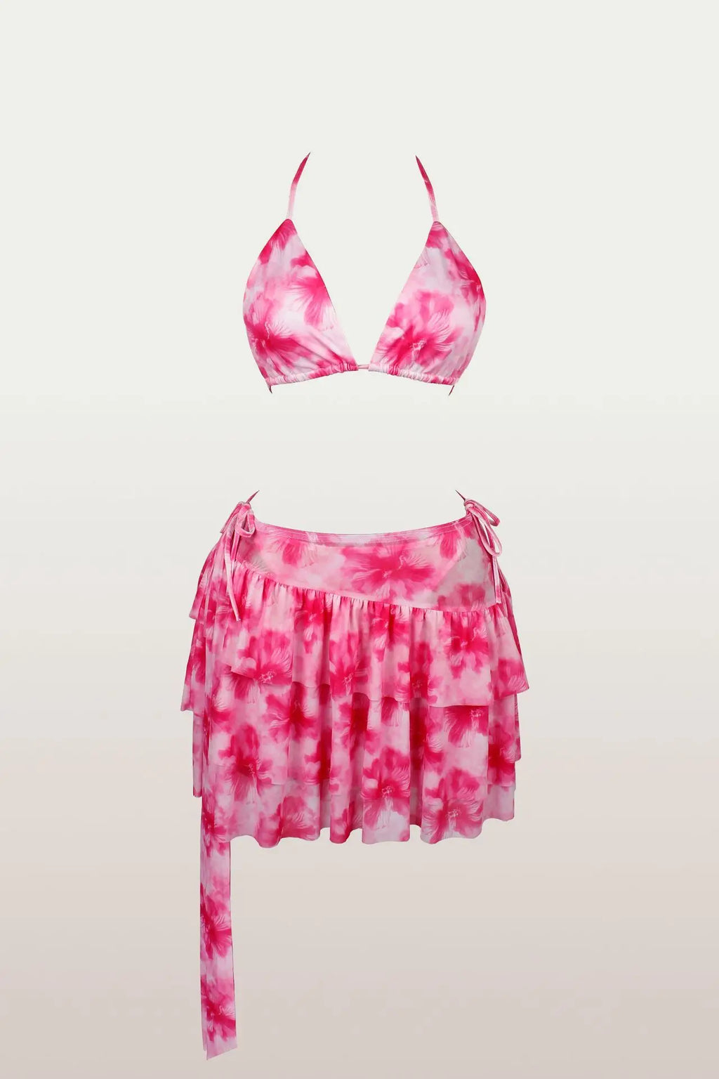 New Color-blocking Slim-fit Sexy Casual Hot Vacation Swimsuit With Straps, Three-piece Bikini Set