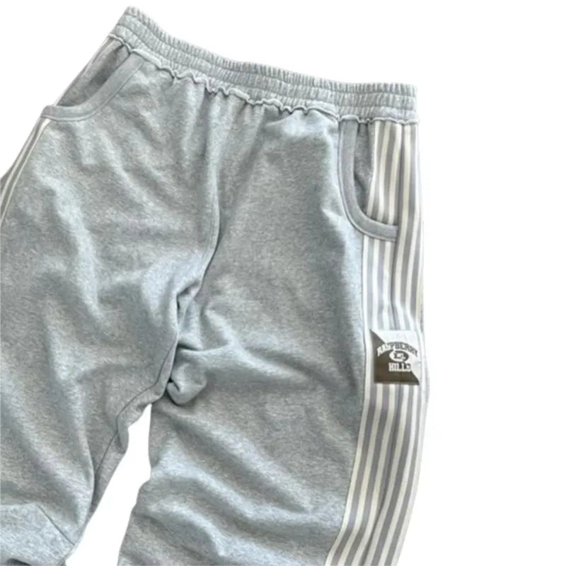 Y2k Embroidered Gray Casual Pants Striped Functional Tactical Functional Baggy Men's Women Premium Jogging Drawstring Sweatpants