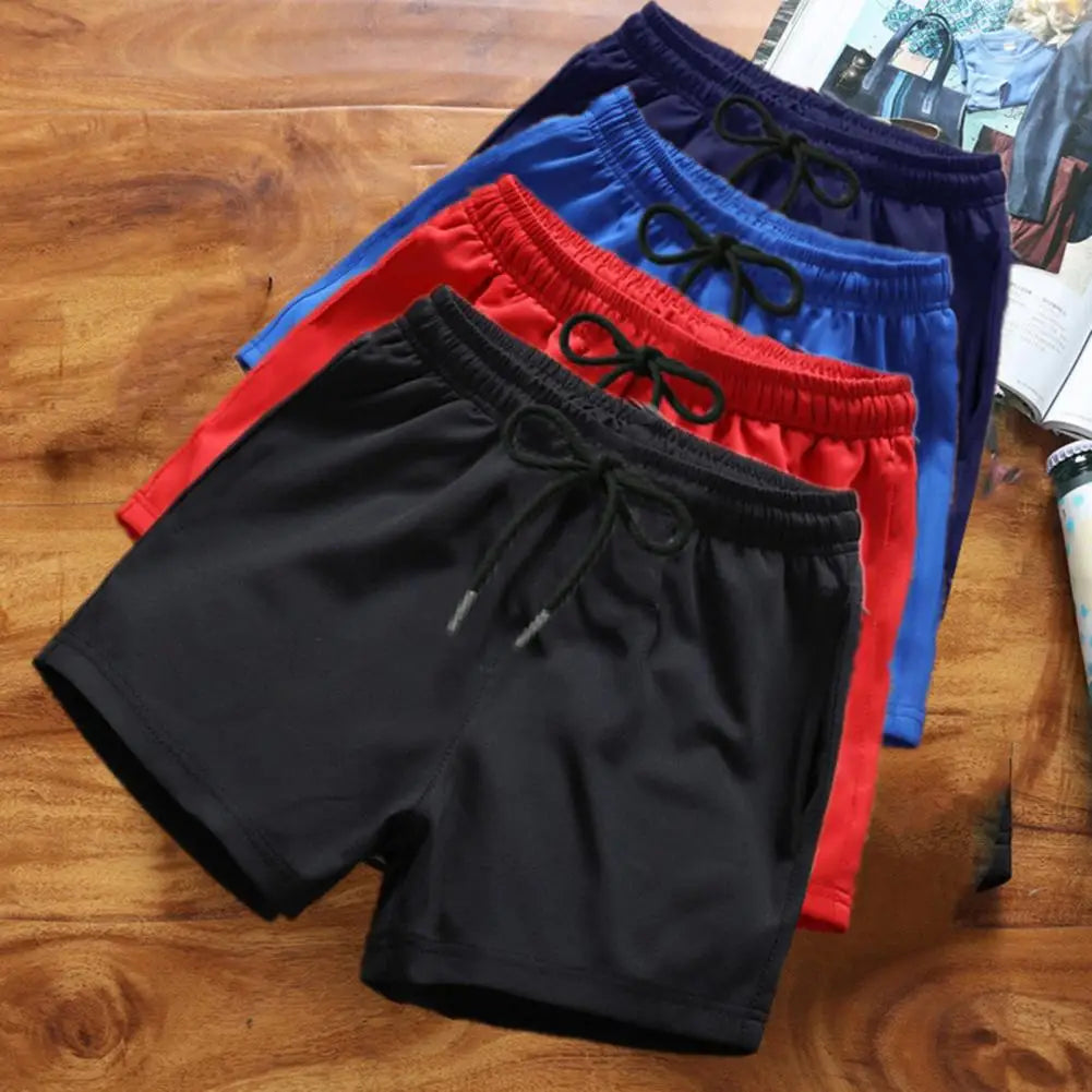 2024 Men Running Shorts Elastic Waist Drawstring Gym Short Pants Solid Color Wide Leg Outdoor Shorts Sports Shorts Beach Pants